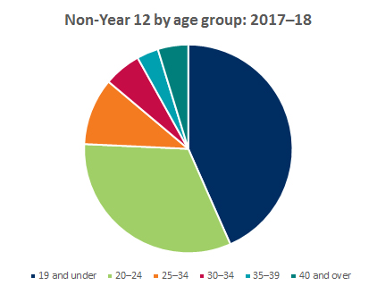 Graph showing breakdown of non-year 12 applicants by age group 2017-2018